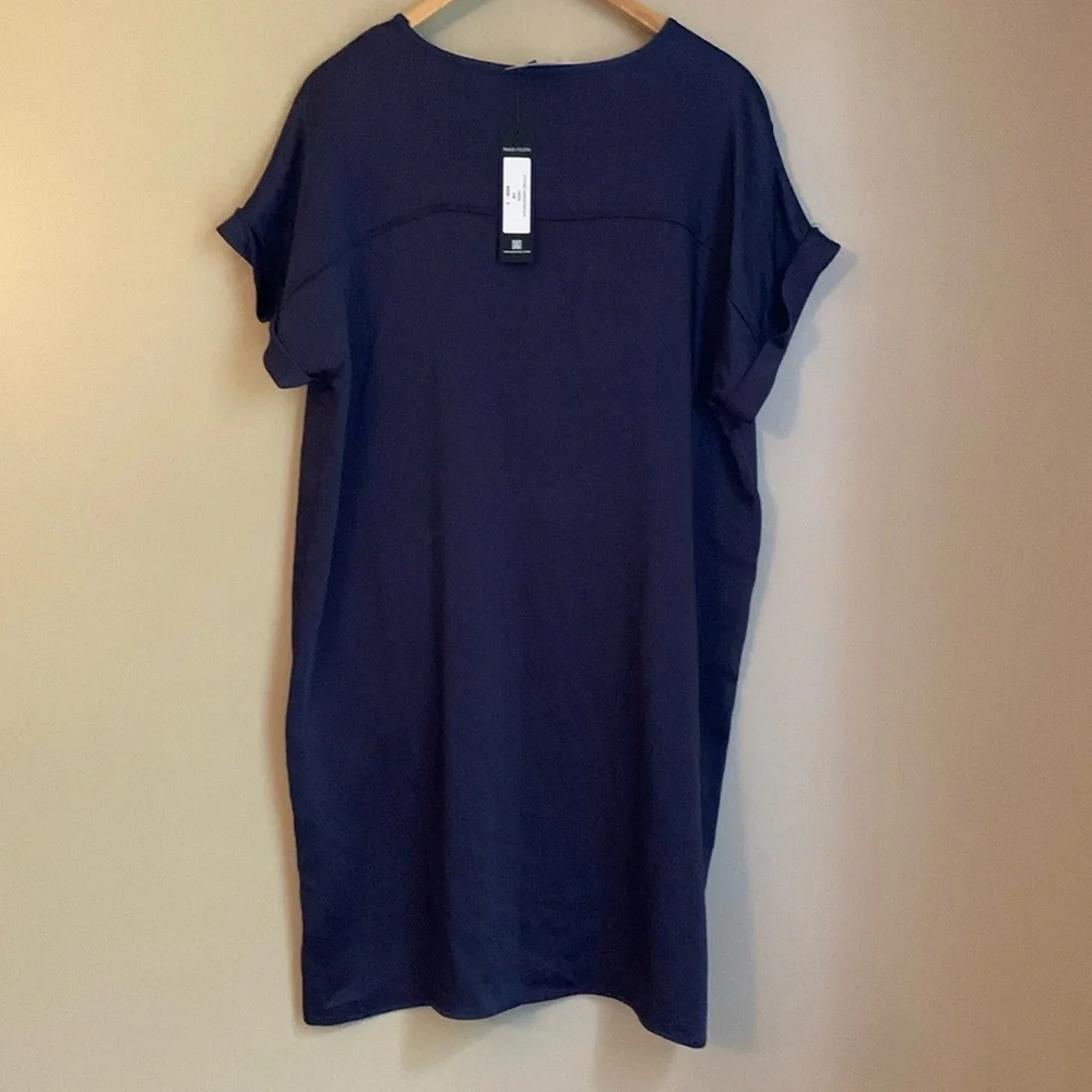Peace of cloth satin v neck navy shirt dress - Picture 11 of 11